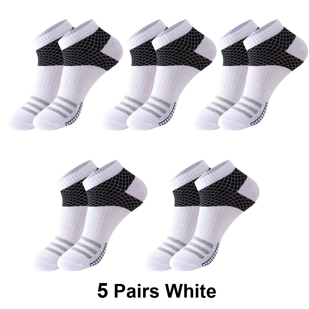 (image for) 5 Pairs Low Cut Men Socks Breathable Sports Socks Cotton Blend Mens Ankle Socks Anti Odor & Sweat Absorption Short Socks, For Spring Summer Autumn