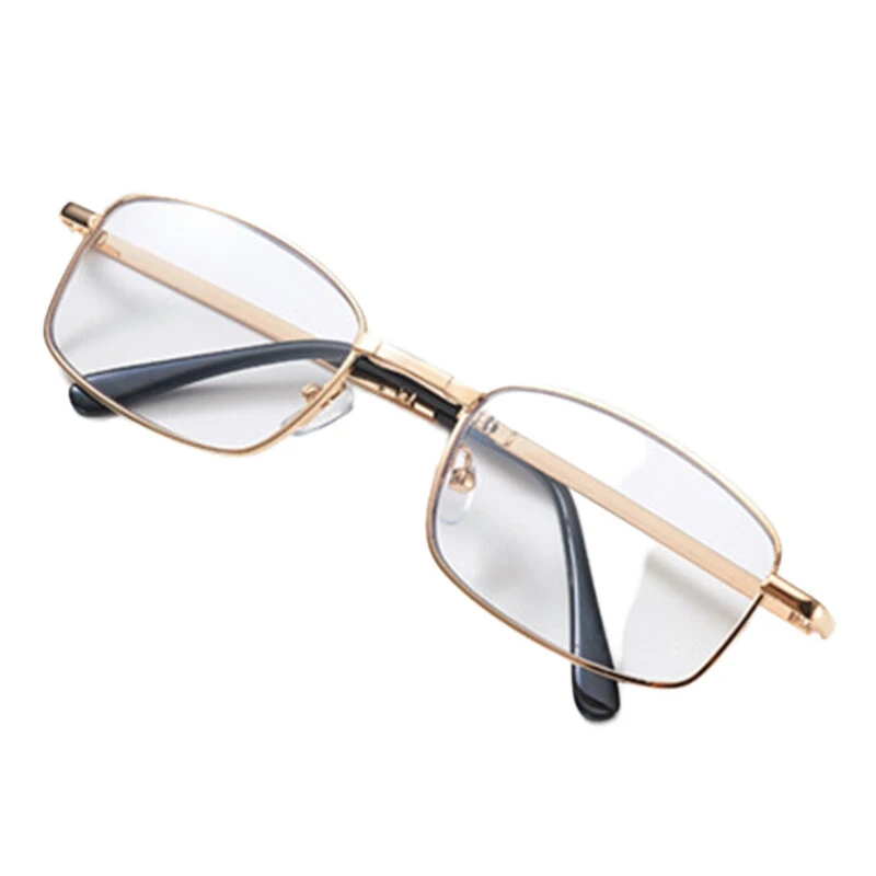 (image for) Anti Blue Light Multifocal Reading Glasses, Portable Foldable Presbyopic Glasses for Both Near Far Distances, Gold Frame Eyeglasses