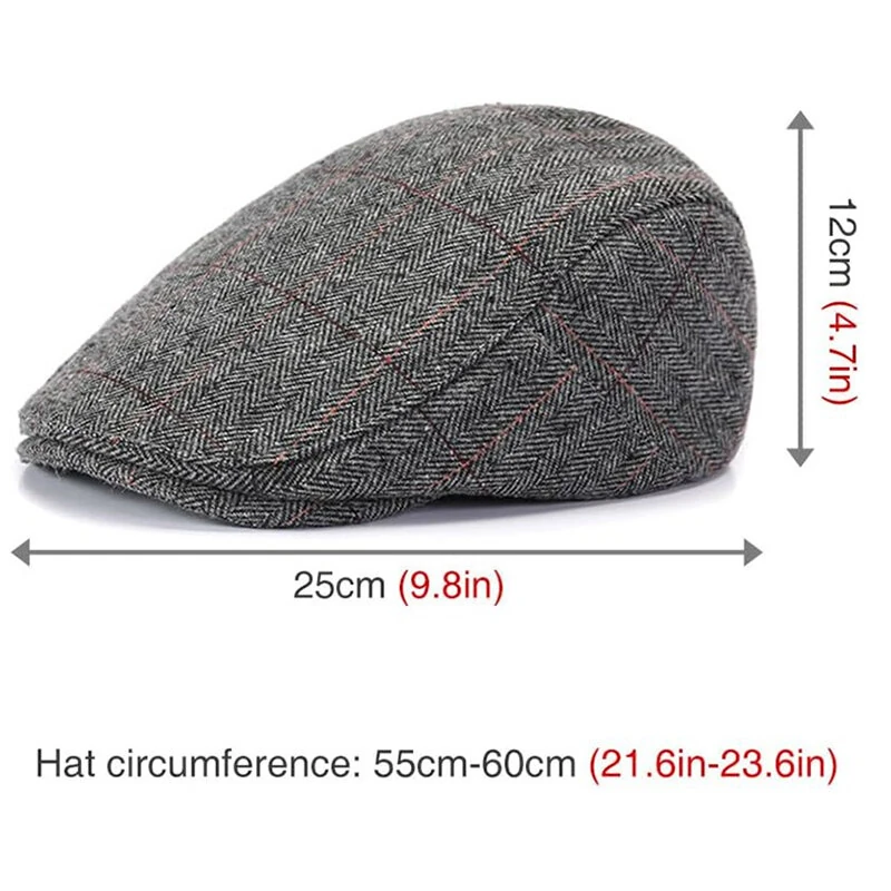 (image for) Collrown Men Beret Cap Adjustable Cotton Flat Cap Retro Duck Tongue Cap Warm Forward Cap Driving Hat Newsboy Hats